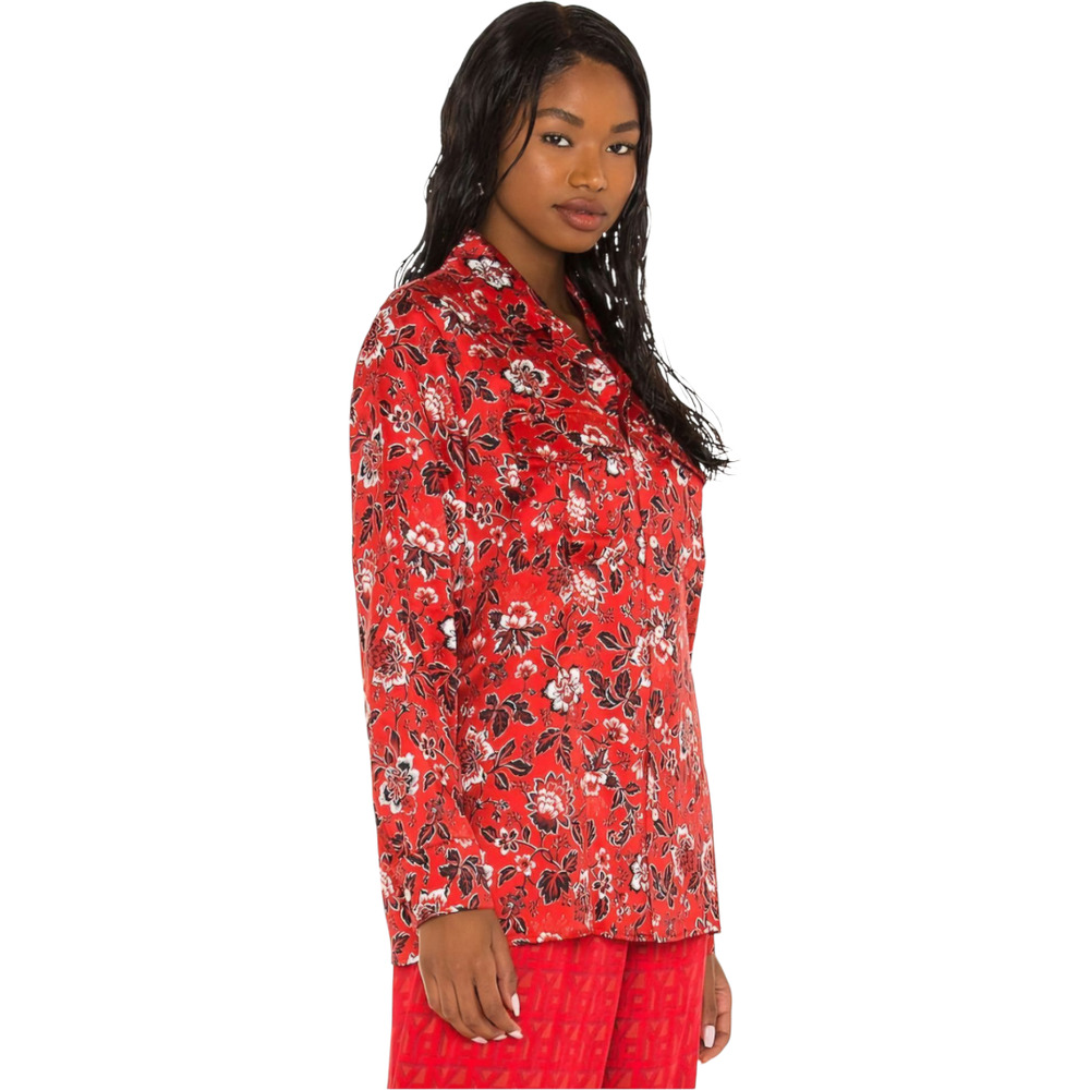 Revolve‎ Tell Your Friends Silk Western Shirt Red Rousseau Size M